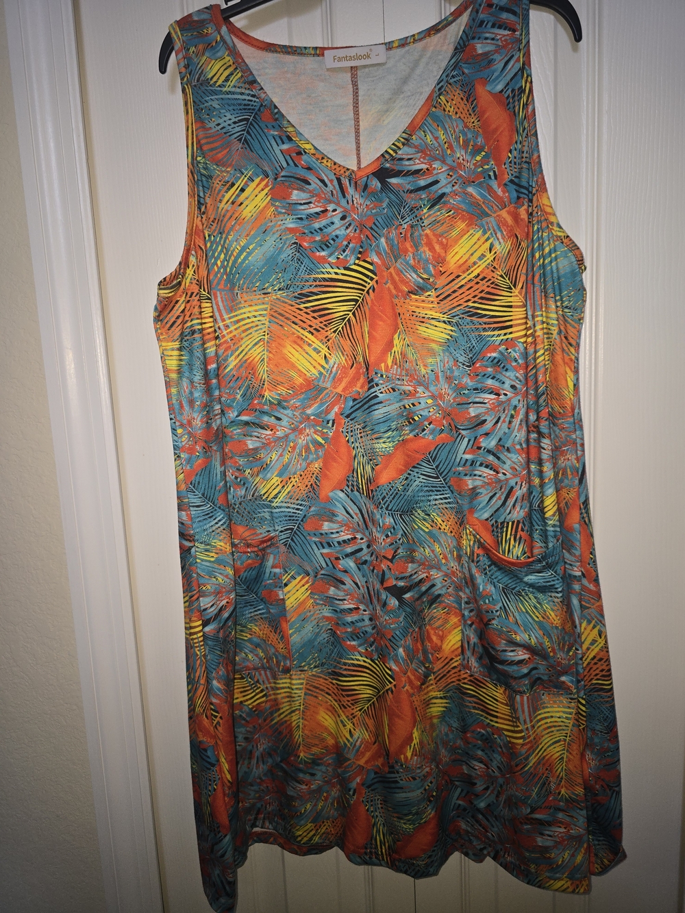 Fantastik Tropical Print Sleeveless Dress — Multicolor